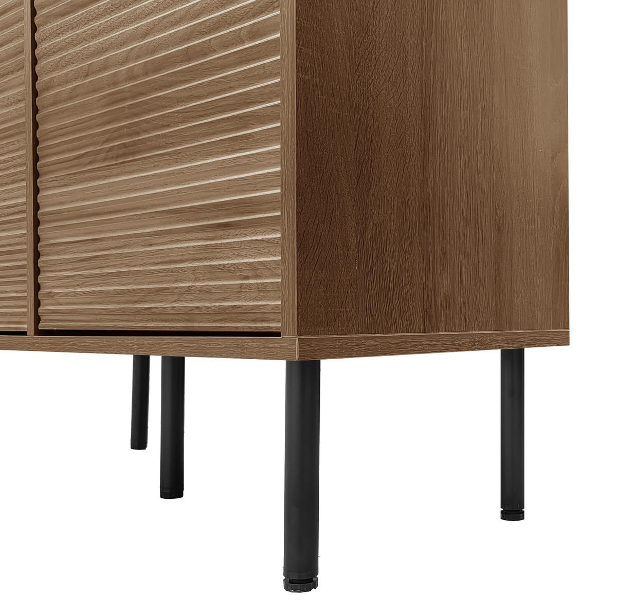 VITRINE 75.5x35x164.5cm in Holz mit Glasfront & Schubladen - Walnussfarben, Holzwerkstoff (75.5/164.5/35cm) - Modfu