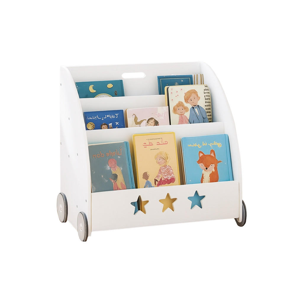 BIBLIOTECĂ alb gri copii cu roți