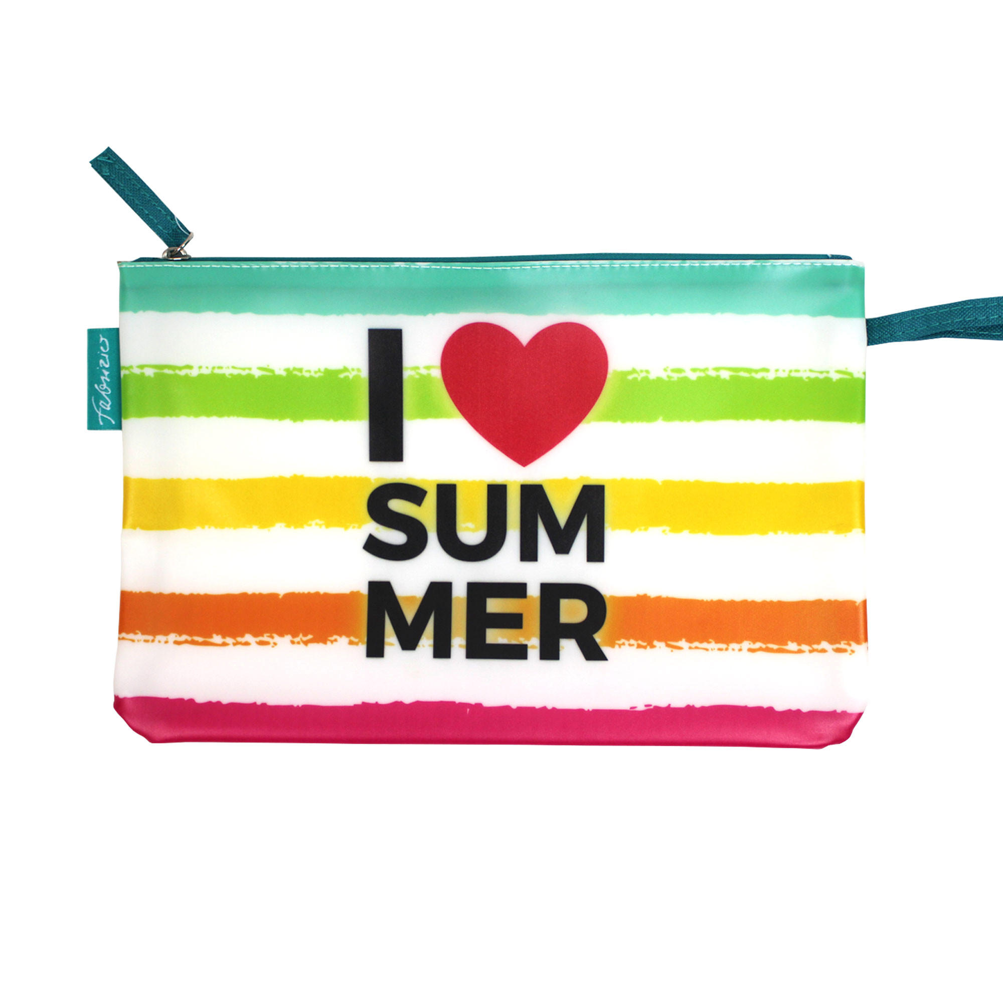 BIKINI WETBAG I Love Summer Weiß Badetasche wasserdichte Nasstasche - Multicolor, Kunststoff (20/20/30cm) - TiborTex