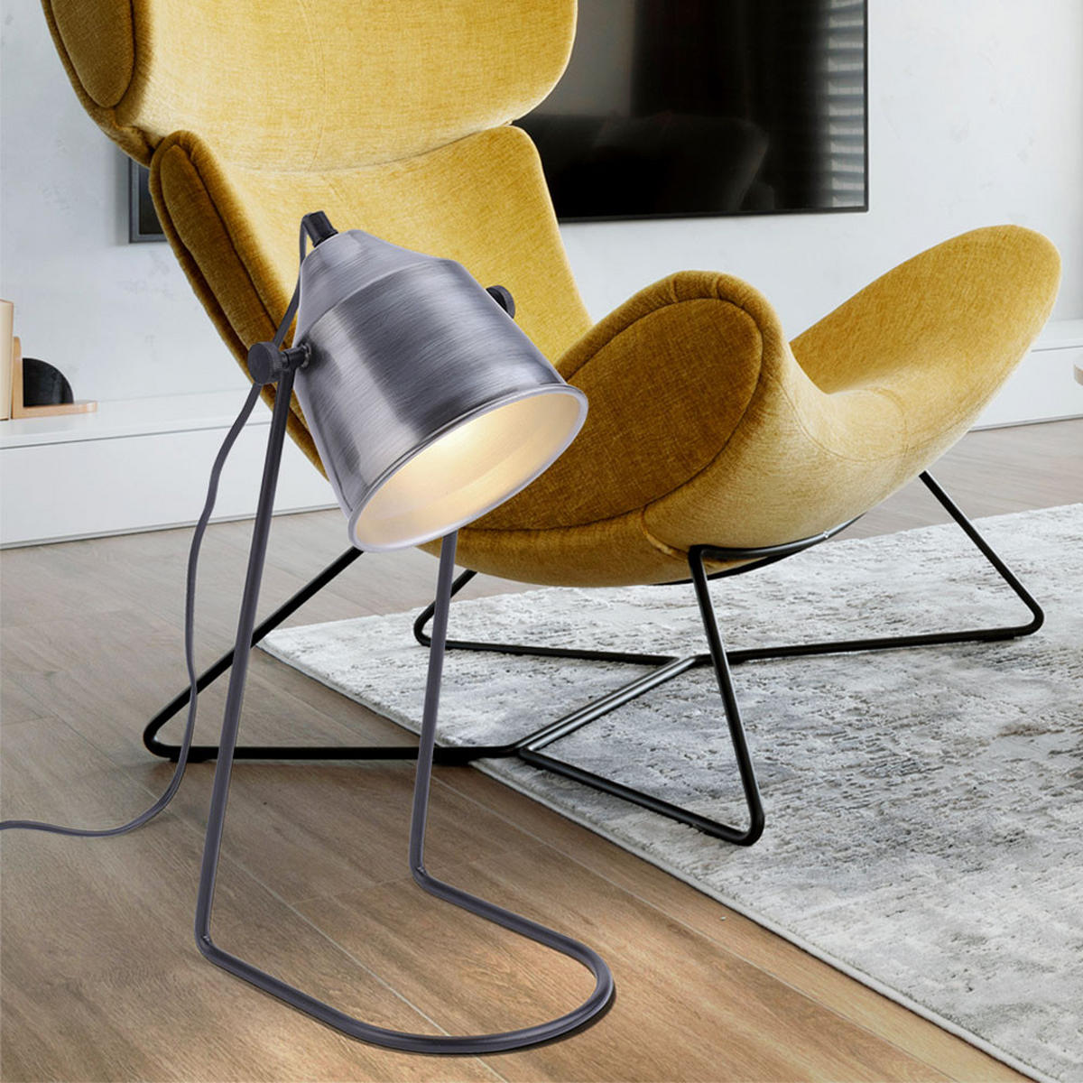 TISCHLEUCHTE Eisen Silber Industrial Stil - Silberfarben, Metall (24/16/43.5cm)