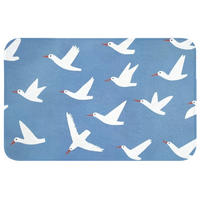 WC PŘEDLOŽKA Ptáci - bílá - vzor 80x50 cm - modrá, textil/plast (80/1cm) - OnlyWow