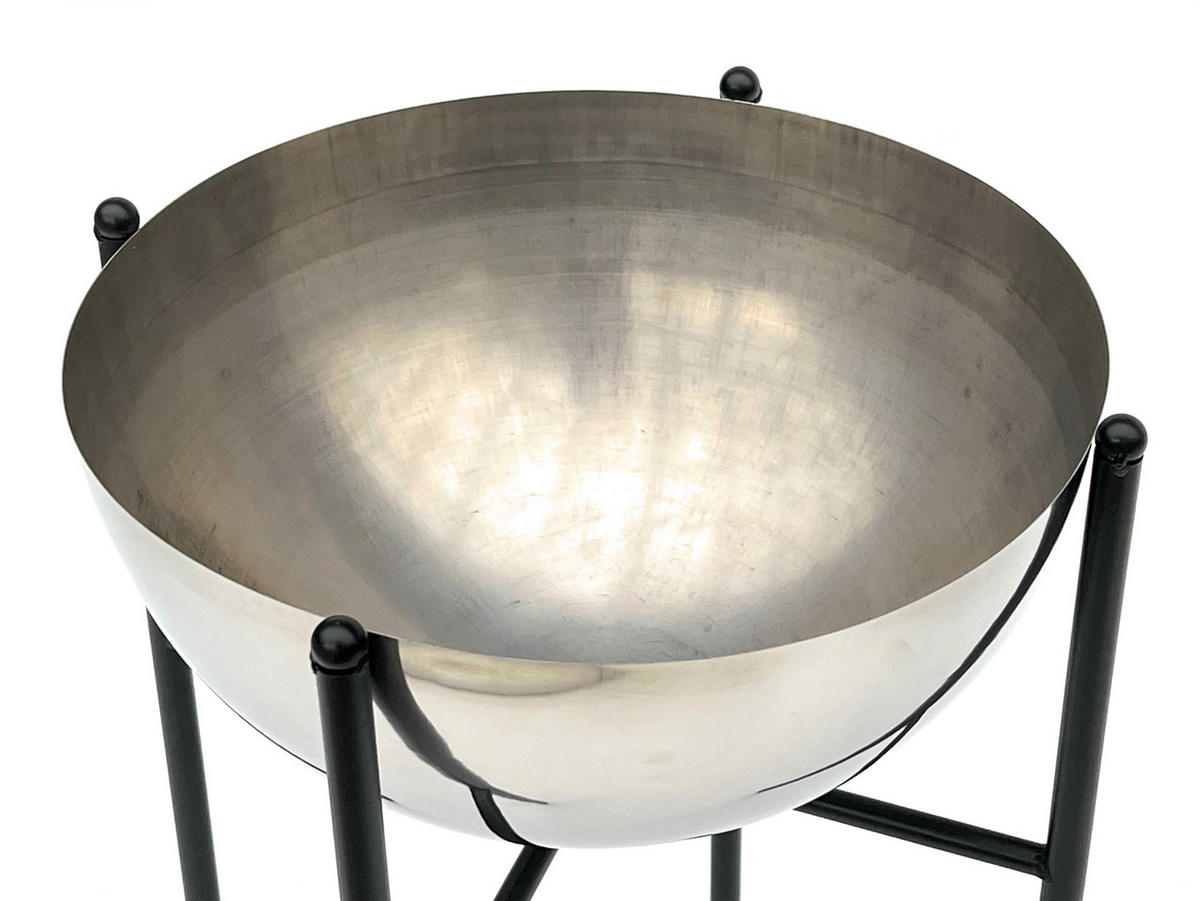 BLUMENHOCKER Metall mit Topf Schwarz Silber 45 cm 96257 L - Schwarz, Metall (24/45/24cm) - DanDiBo
