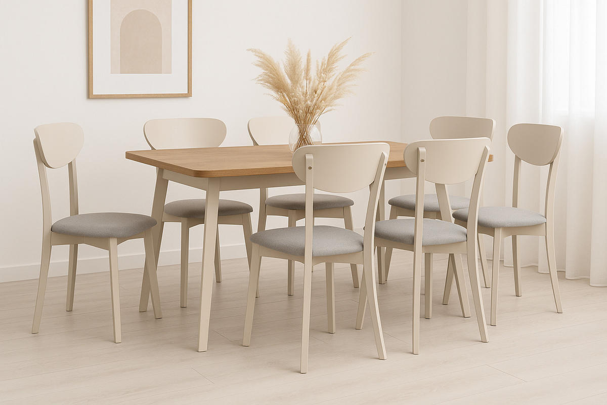 ESSTISCH Oslo 6 - Beige/Eiche Artisan, Holz (80/140/75cm) - Leaf Design