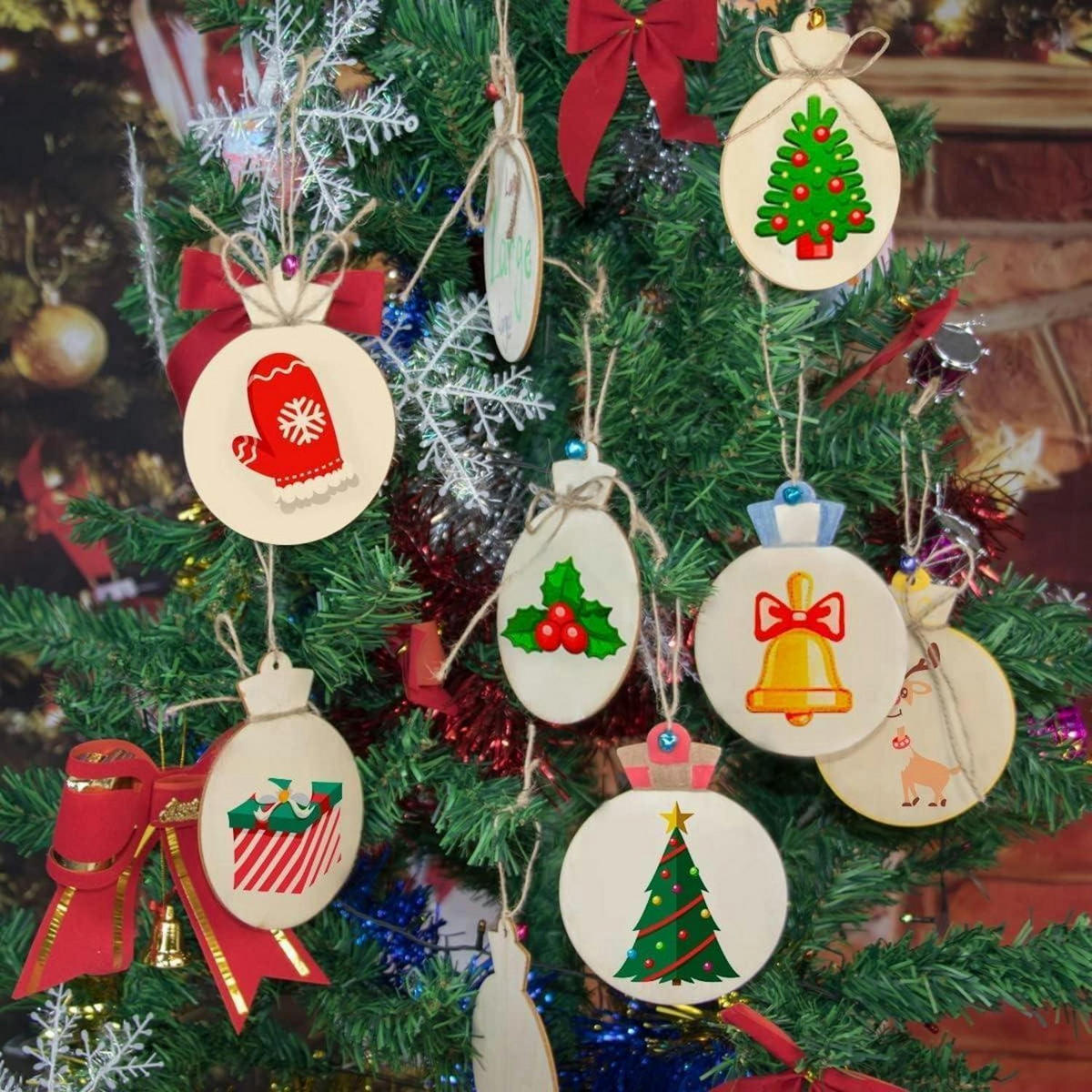 BASTELSET Weihnachtsschmuck Holz 36-teiliges Set - Hellbraun, Holz (9/1/9cm)