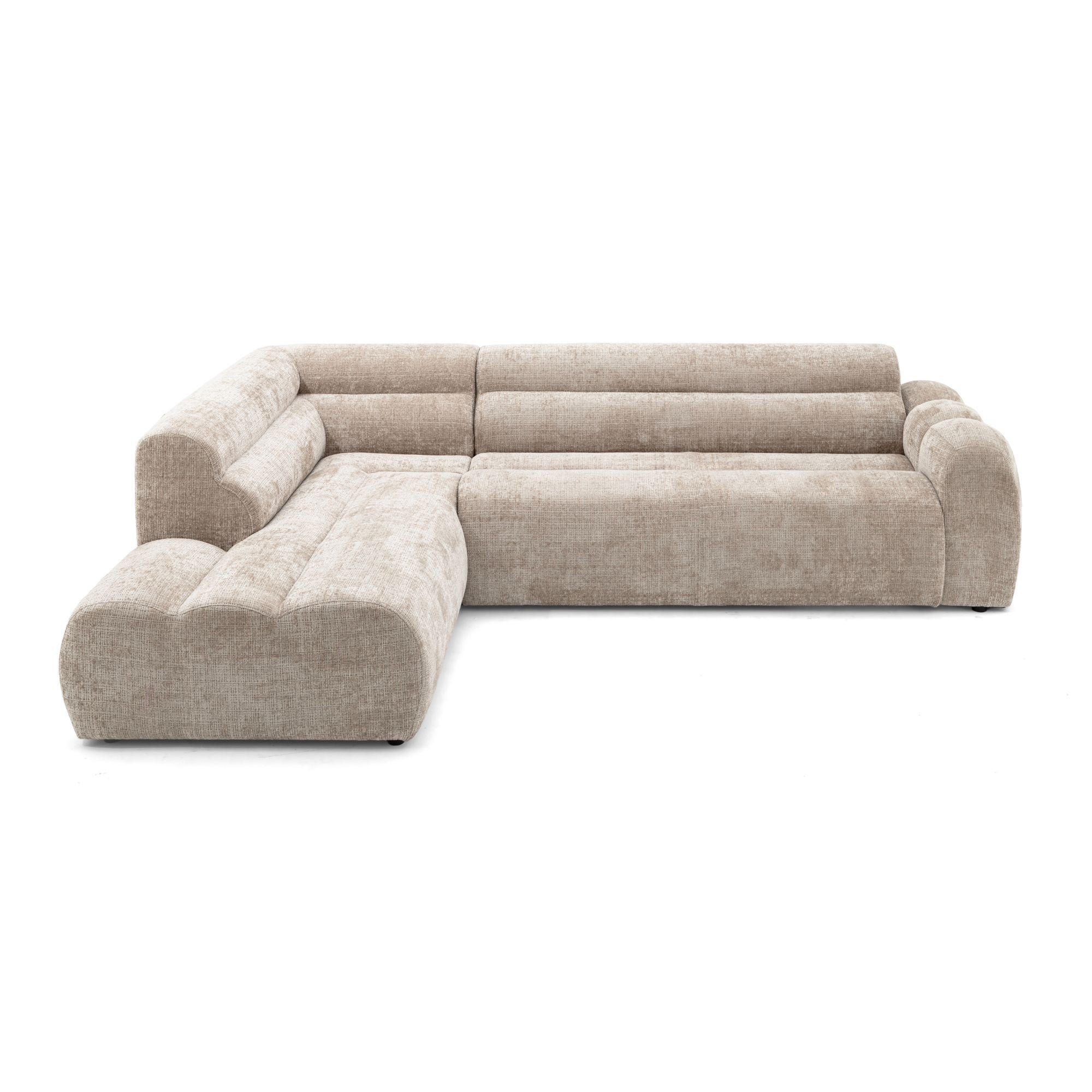 4-SITZER modulares Ecksofa VEER L Links, 283 x 190 cm, Chenille Webstoff Beige - Beige/Schwarz, Holz/Kunststoff (283/190cm) - Muffo
