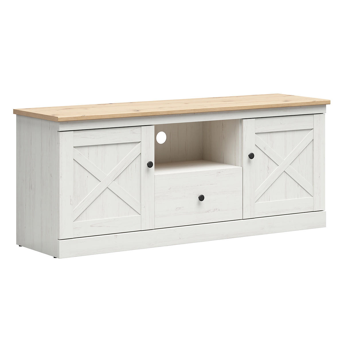 TV STOLEK Victoria Bílá a dřevo - bílá, kompozitní dřevo (153/63/43cm) - Petits-meubles