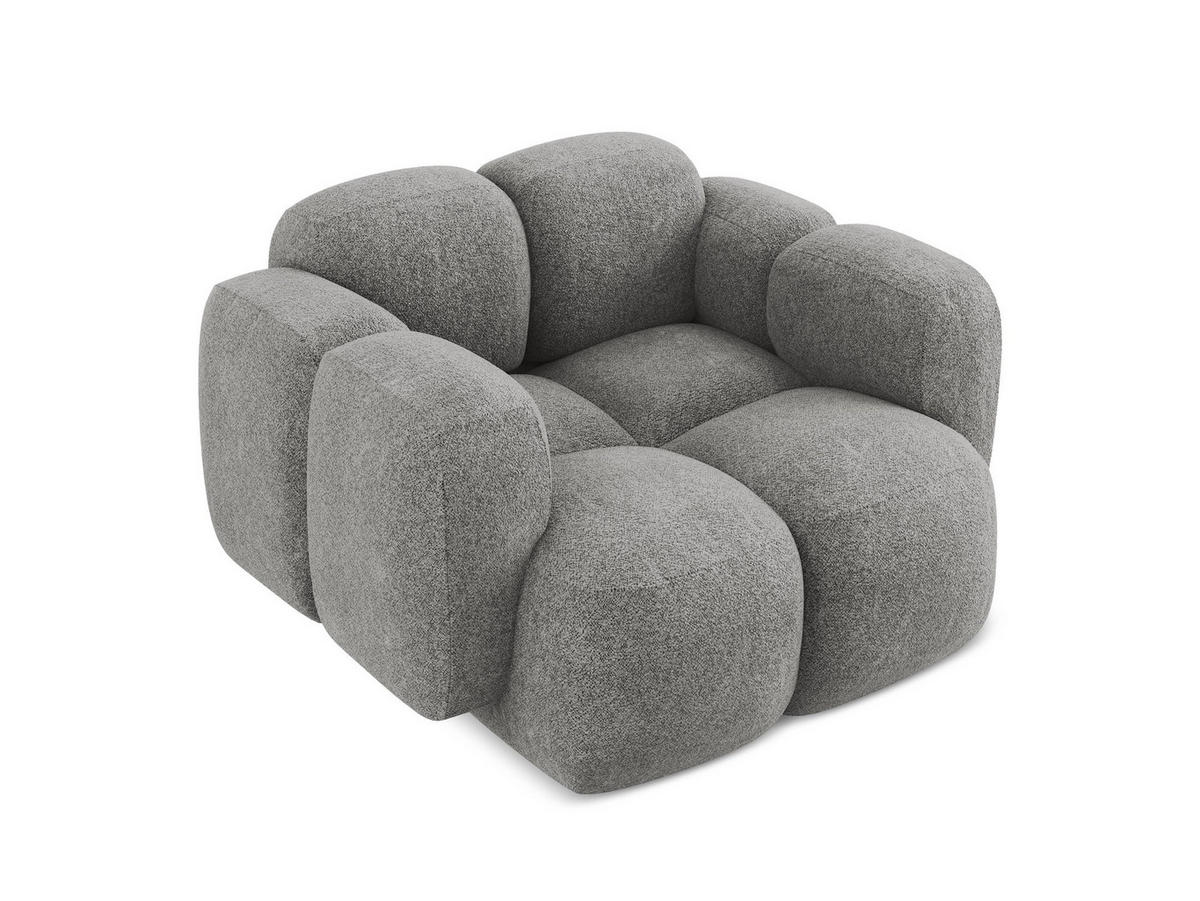 SESSEL Chenille Stoff Grau - Dunkelgrau/Schwarz, Holzwerkstoff/Kunststoff (120/72/115cm) - Makamii
