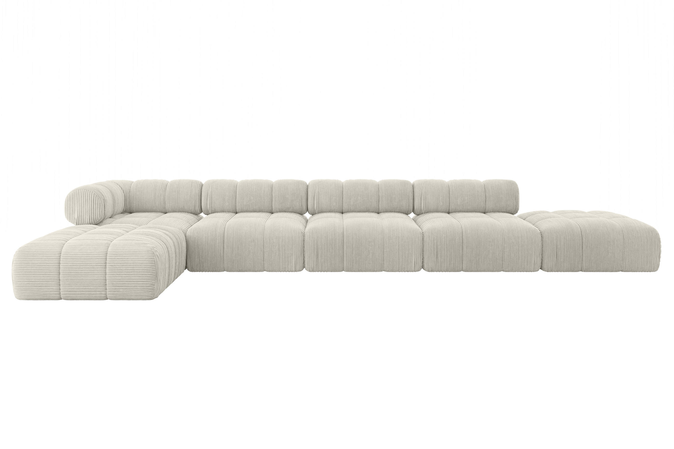 ECKSOFA modulares Sofa Kerru-L3 - 475x190x70 cm Creme Cord - Hellgrau/Creme, Holzwerkstoff/Textil (475/190cm) - ALTDECOR