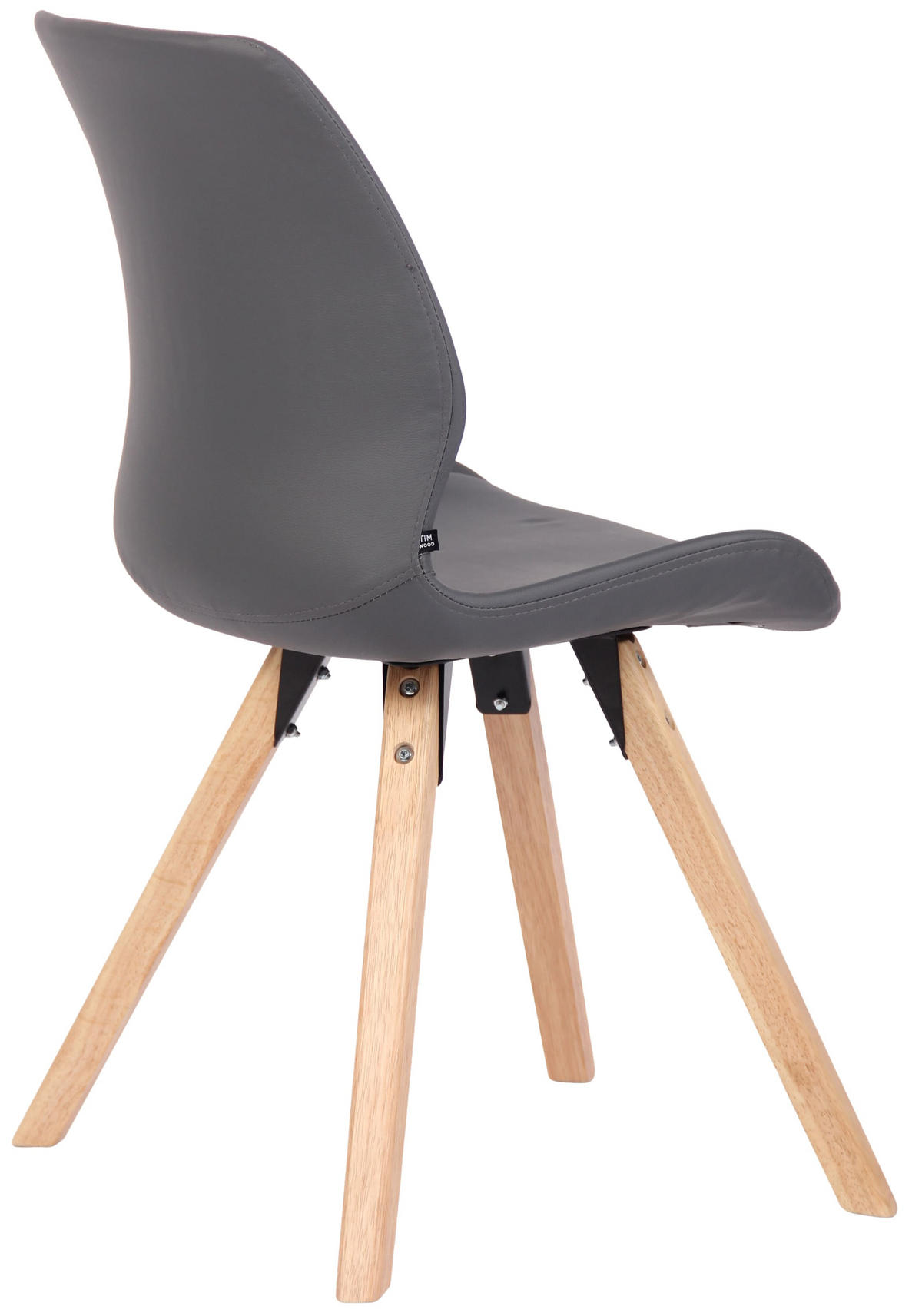 STUHL Lederlook grau - Eukalyptusholzfarben/Grau, Holz/Textil (49/87.5/58cm) - CLP