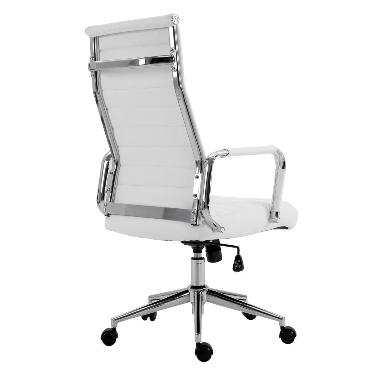 SCHREIBTISCHSTUHL OFFICE COMFORT HB Kunstleder Weiß - Silberfarben/Weiß, Textil/Metall (57/120/53cm) - SVITA