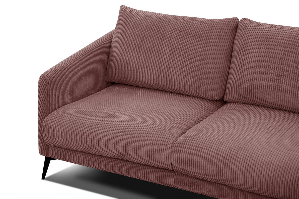 SOFA VILT 3-Sitzer, altrosa - Schwarz/Altrosa, Holzwerkstoff/Kunststoff (202/89/94cm) - Courtois Laville