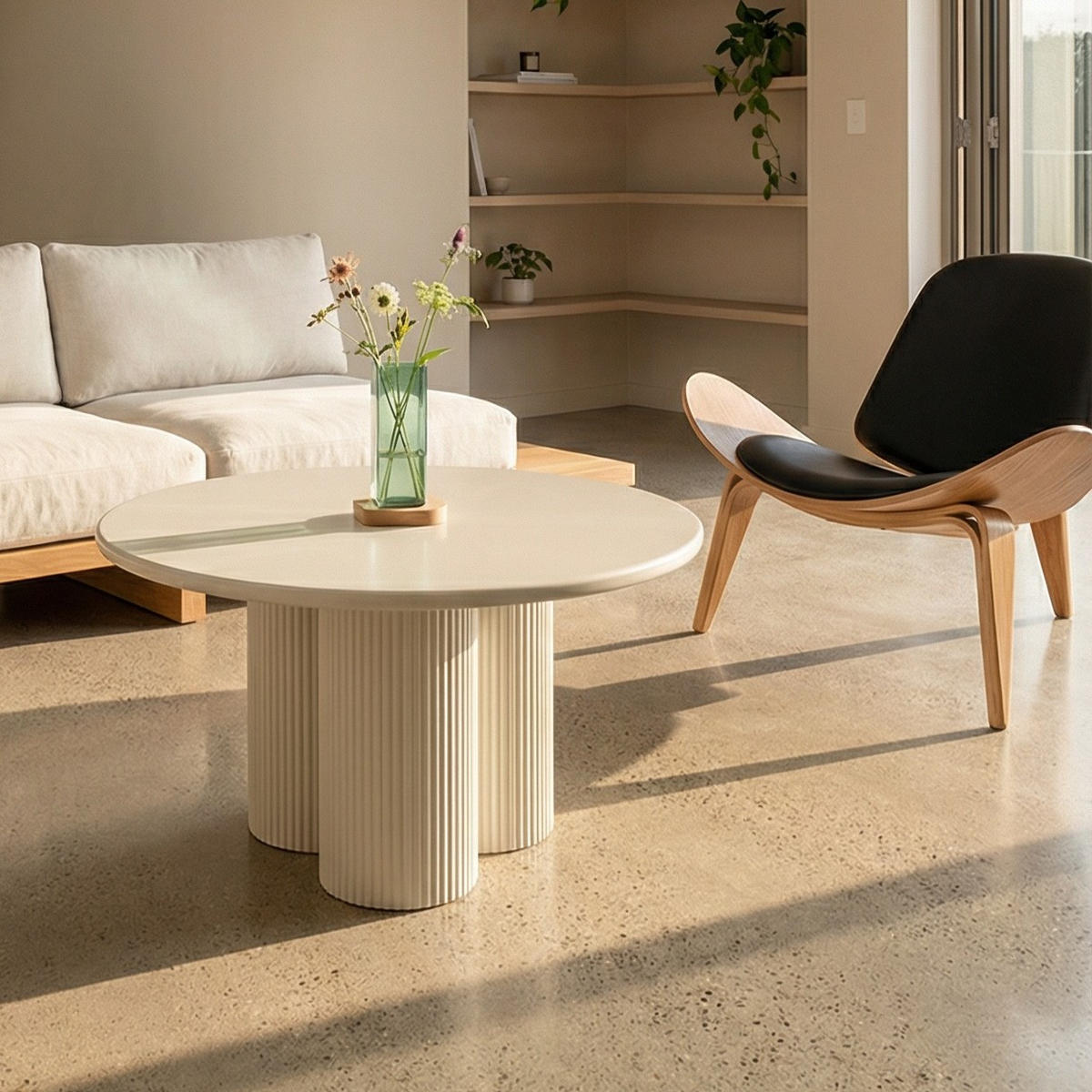 COUCHTISCH rund Cremeweiß 80/80/45 cm - Weiß, Holzwerkstoff (80/80/45cm) - Furnhouse
