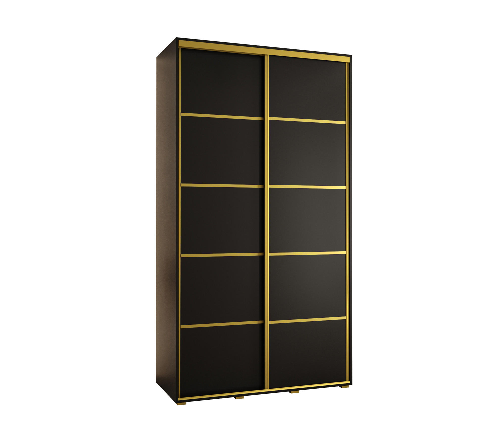 Abiks Möbel Schwebetürenschrank Schwarz, Schwarz, Gold 140x235x45 cm