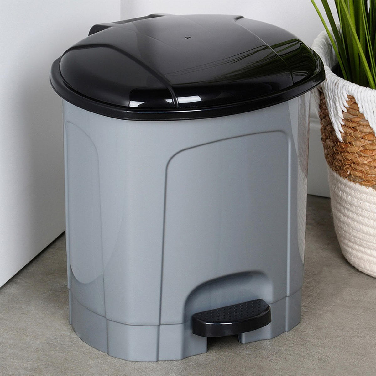 ABFALLEIMER, mit Pedal, Kunststoff, grau, 5,5 l - Grau, Kunststoff (20/28/20cm) - Orion 