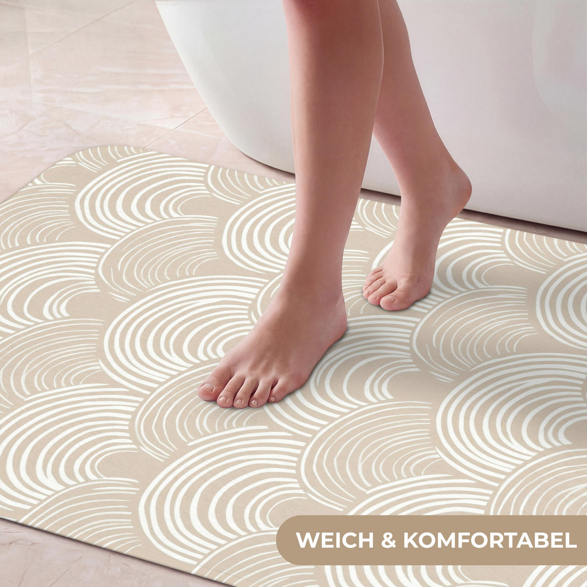 KOUPELNOVÁ PŘEDLOŽKA Vlny - Textura - Béžová 60x120 cm - kašmírová, textil/plast (60/120cm) - OnlyWow