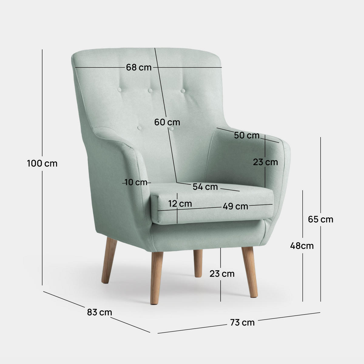 LESESESSEL Astrid Grün 73 cm x 100 cm - Grün, Textil (73/100/83cm) - Klast Home