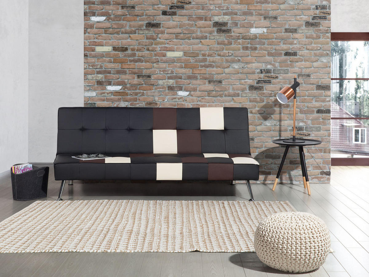 3-SITZER-SCHLAFSOFA Kunstleder Schwarz Olsker - Beige, Kunststoff/Textil (178/78/92cm) - Beliani