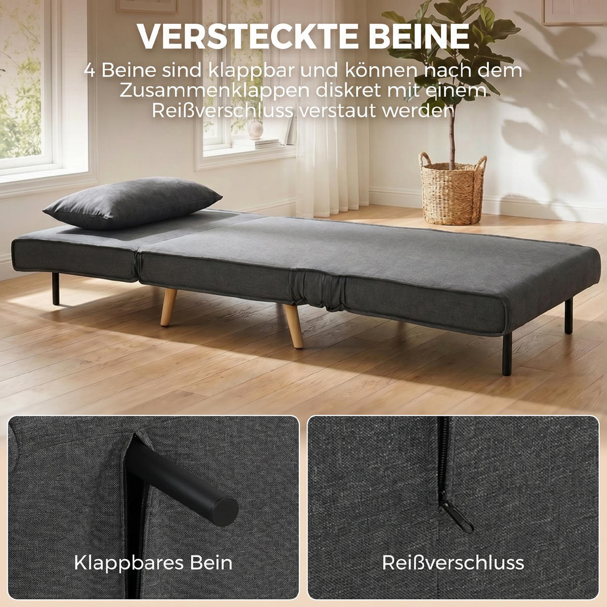 SCHLAFSESSEL Polyester Grau - Grau, Textil/Metall (78/80/94cm) - HOMCOM