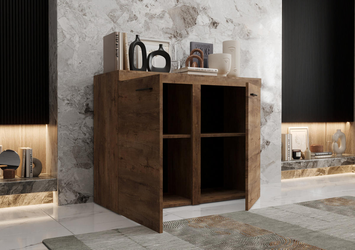 KOMMODE London LRXK 2D mit 2 Türen, Sideboard in Farbe: Weiß, Größe: 97 x 82 x 40 cm - Weiß, Holzwerkstoff (97/82/40cm) - O-Sofa