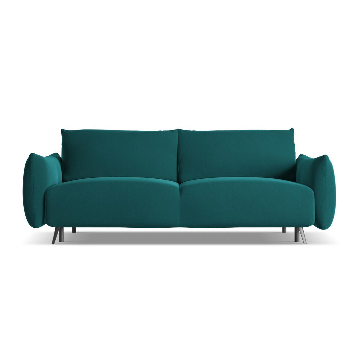 3-SITZER SOFA mit Schlaffunktion Samt Stoff Blau - Blau/Petrol, Textil/Metall (230/86/105cm) - LaMiaSofa