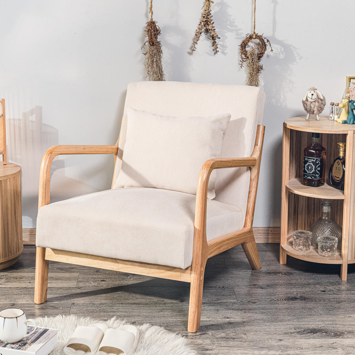 SESSEL Holz Beige - Beige, Holz (64/74/80cm) - Nordlys