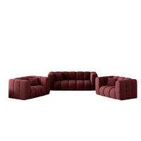 COUCHGARNITUR 2+1+1 Serie Grand Stilvol Stoff Haga Rotwein - Rot, Holz (197/70/91cm) - Kaiser Möbel