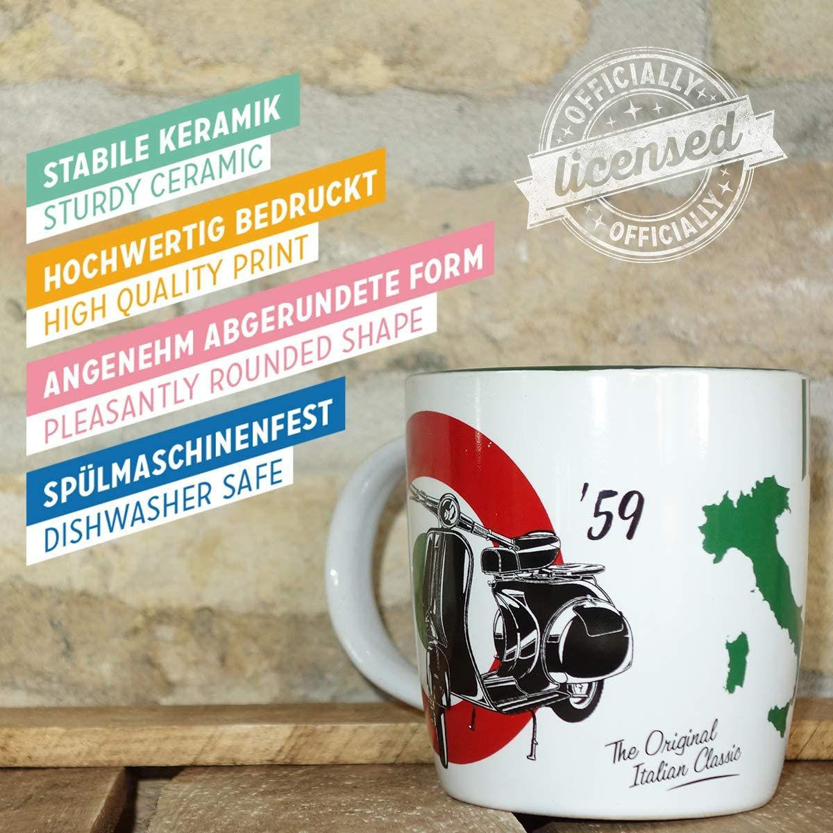 KAFFEETASSE 330 ml Vespa The Italian Classic - Multicolor, Keramik (0.33L) - Nostalgic-Art