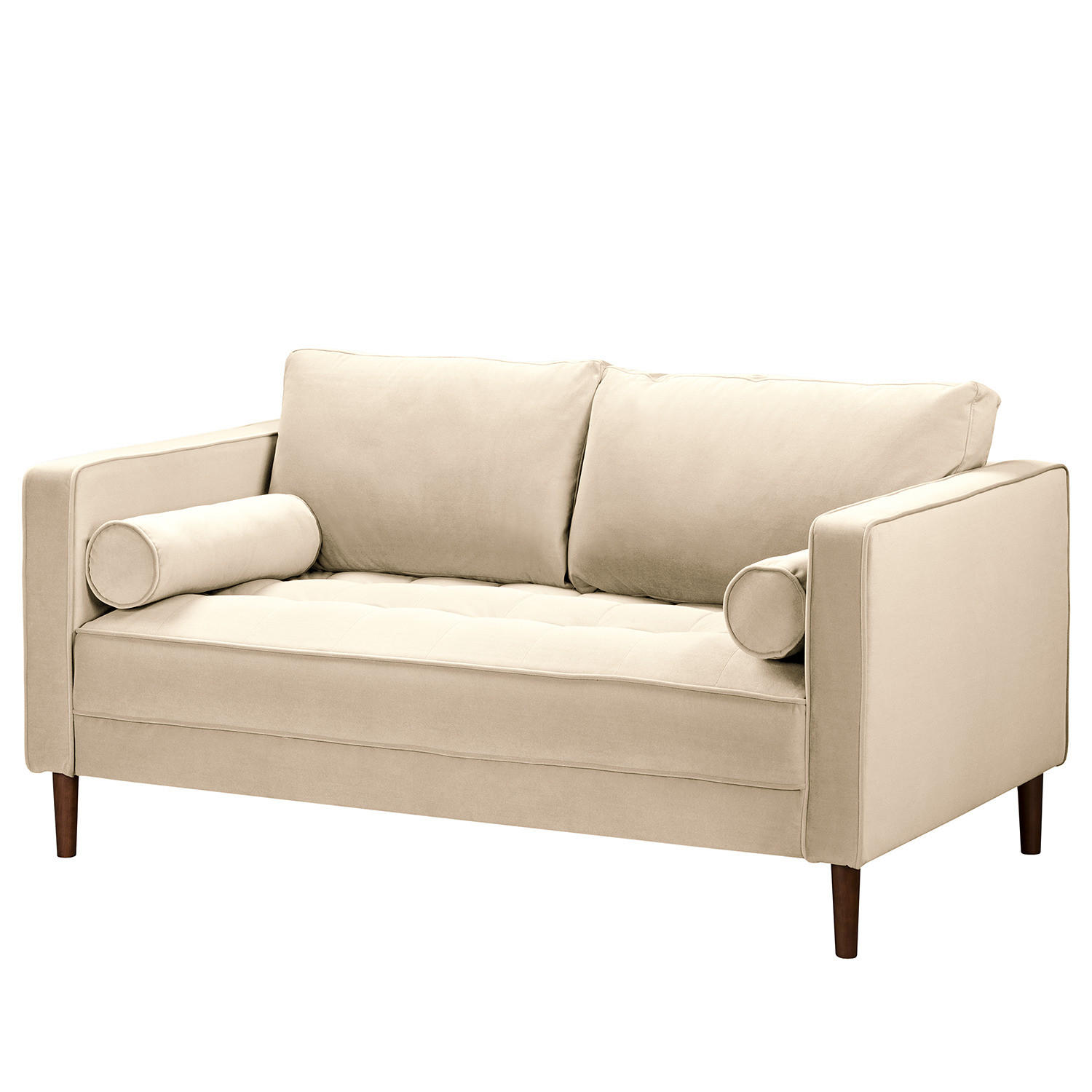 2-SITZER SOFA - Samt - Creme, Textil (150/80/86cm) - home24