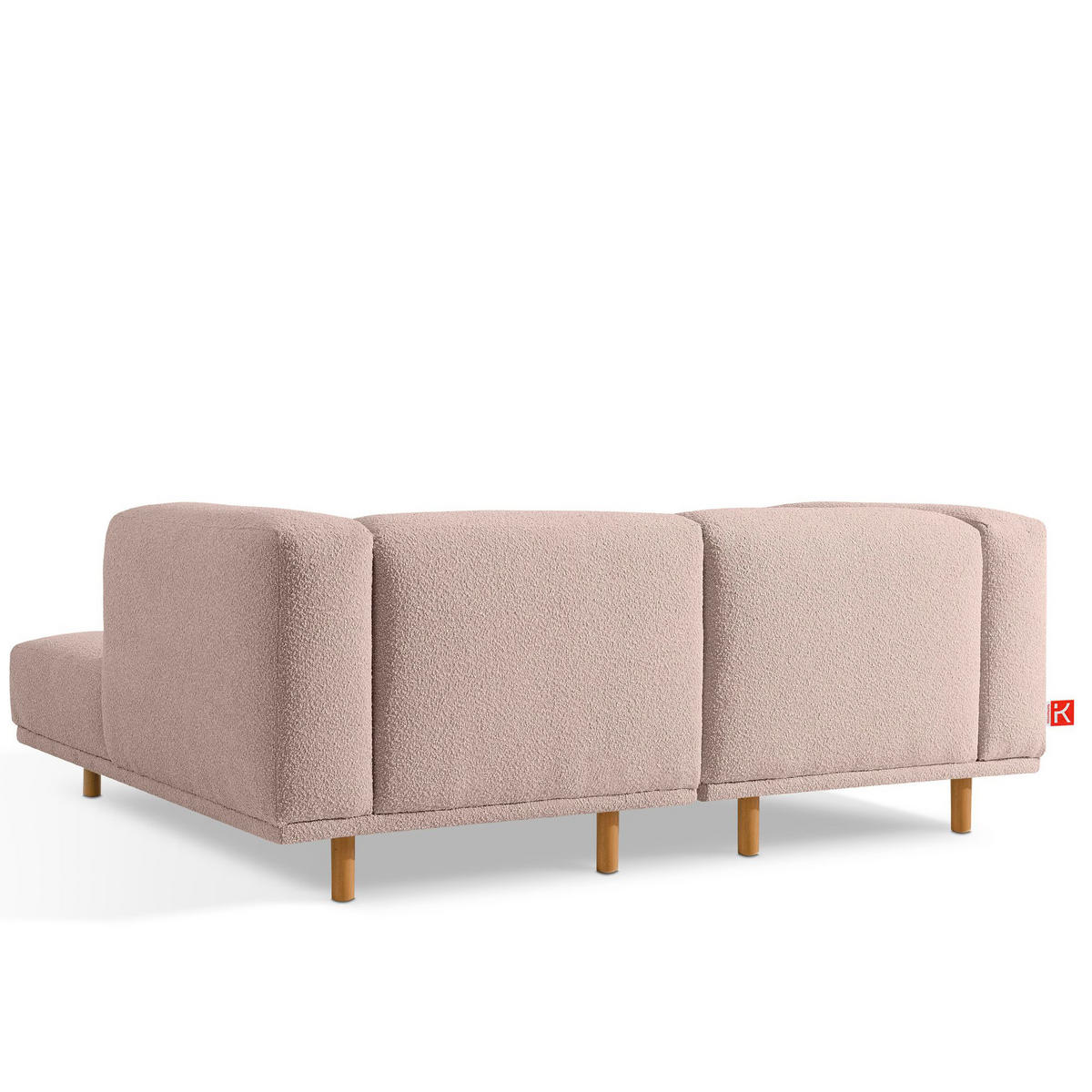 ECKSOFA-RECHTS FOSERO, Bouclé - Pink/Buchefarben, Holz/Holzwerkstoff (204/155cm) - KONSIMO®