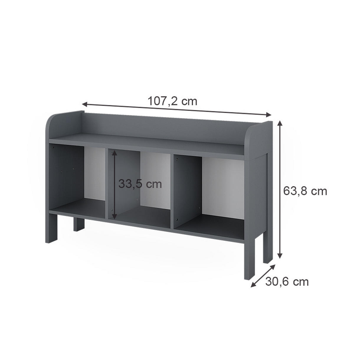KINDERSITZBANK Ajaton Grau 107.2 x 63.8 cm - Grau, Holzwerkstoff (107.2/63.8/30.6cm) - VitaliSpa