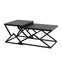 COUCHTISCH mit Holzplatte und Metallgestell, Schwarz - Schwarz, Metall (50/80/40cm)