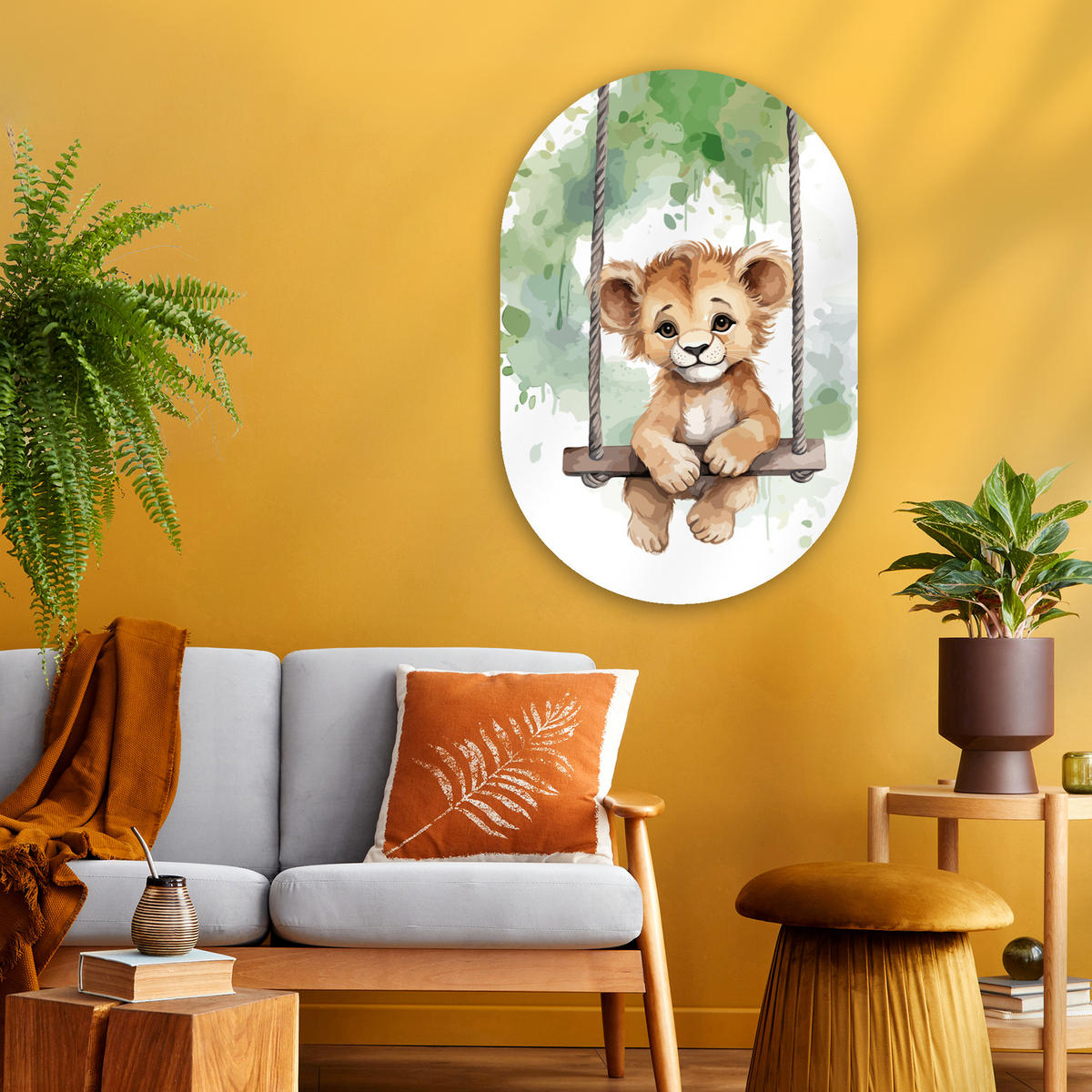 WANDBILD Löwe - Tier - Kinder - Dschungel 60x90 cm - Hellbraun, Kunststoff (60/90cm) - MuchoWow