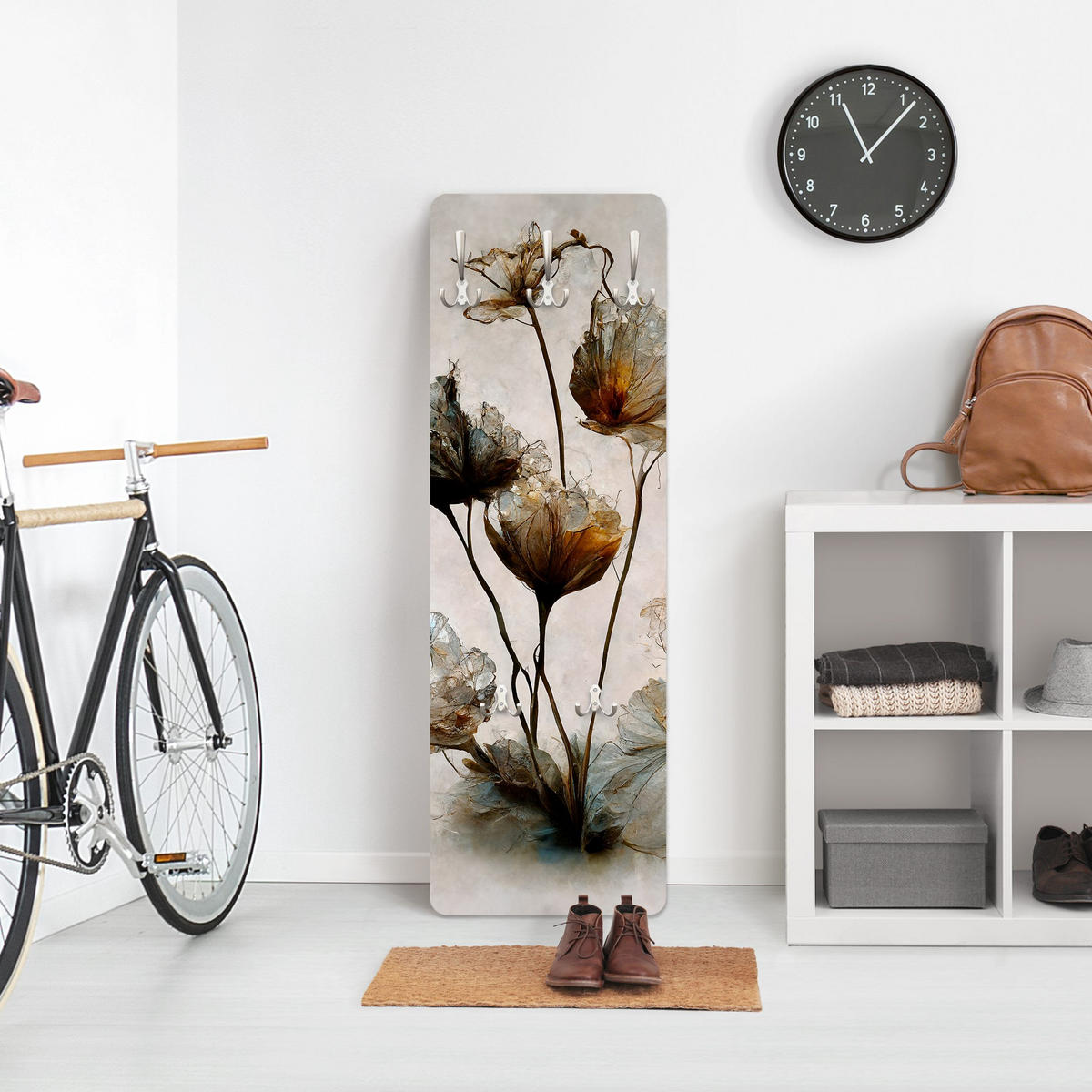 WANDGARDEROBE - Getrocknete Blüten 34/105 cm - Beige, Holzwerkstoff (34/105/1.6cm) - Bilderwelten