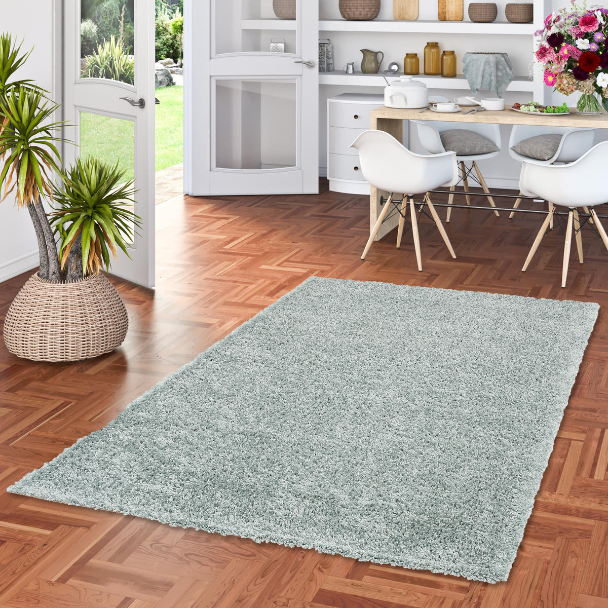 HOCHFLOR LANGFLOR SHAGGY TEPPICH COMFY MIX - Pastellblau, Textil (120/170cm) - Pergamon