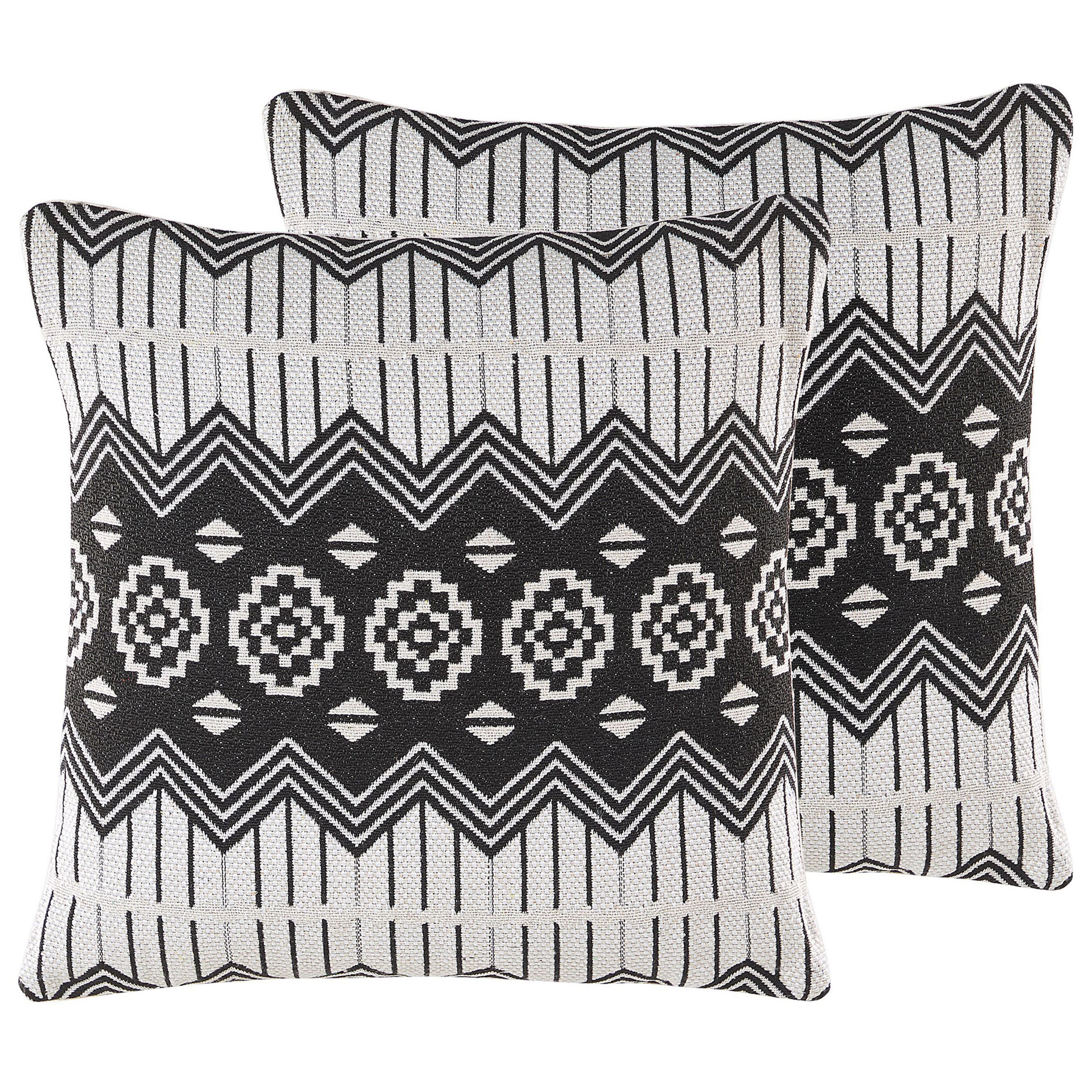 DEKOKISSEN 2er-Set Schwarz-Weiß 45/45 cm Cardak - Schwarz/Weiß, Naturmaterialen/Textil (45/45cm) - Beliani