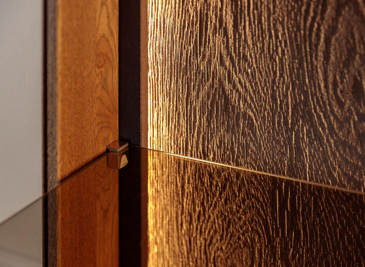 WOHNZIMMER-SET Collodi Wildeiche Tabak (3tlg) - Türanschlag links - Wildeiche/Eichefarben, Holz (318/205/70cm) - Feldmann-Wohnen