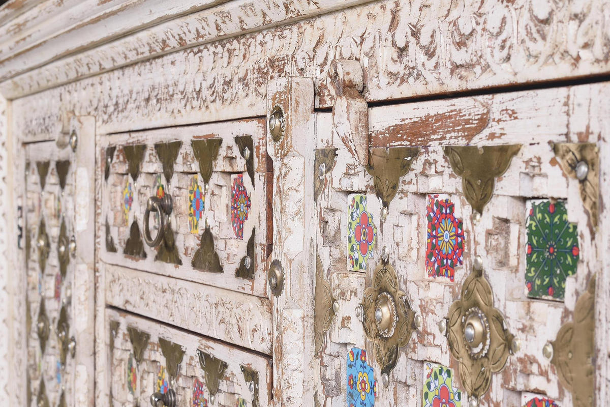 SIDEBOARD aus Mangoholz mit Keramikdetails - Perlmutt, Holz (40/90/150cm) - Giner y Colomer