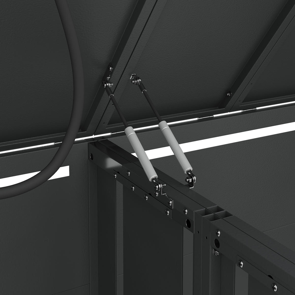 MÜLLTONNENBOX aus Stahl in Grau/Holzoptik mit hydraulischem Klappdeckel - Grau, Metall (264/118.5/80cm) - Modfu