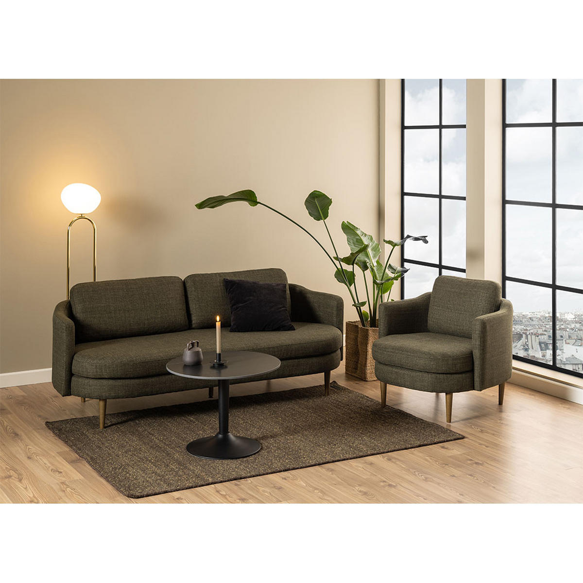 COUCHTISCH, Malta, Mattschwarz, Metall / Keramik, 60 x 60 x 45 cm - Schwarz, Metall (60/60/45cm) - ebuy24