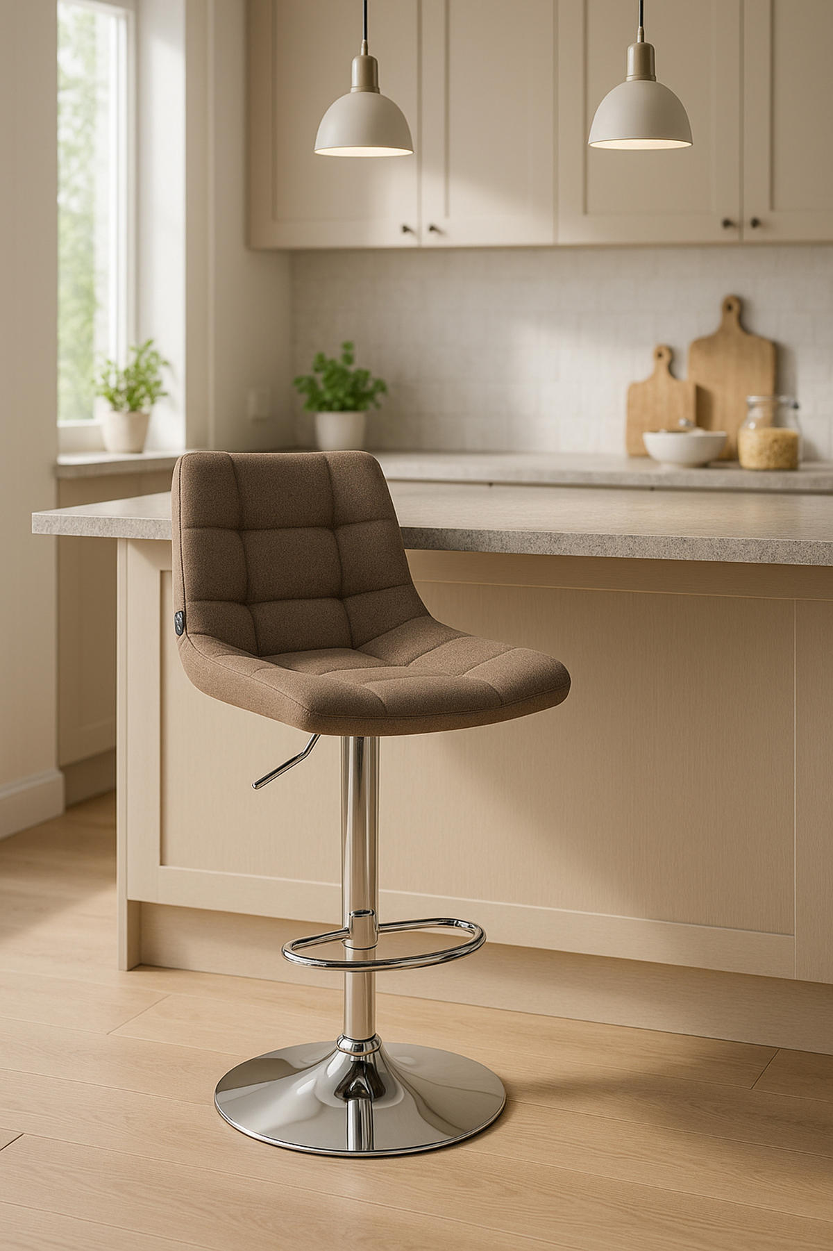 BARHOCKER James Stoff chrom taupe - Chromfarben/Grau, Textil/Metall (43/108.5/46.5cm) - TPFLiving