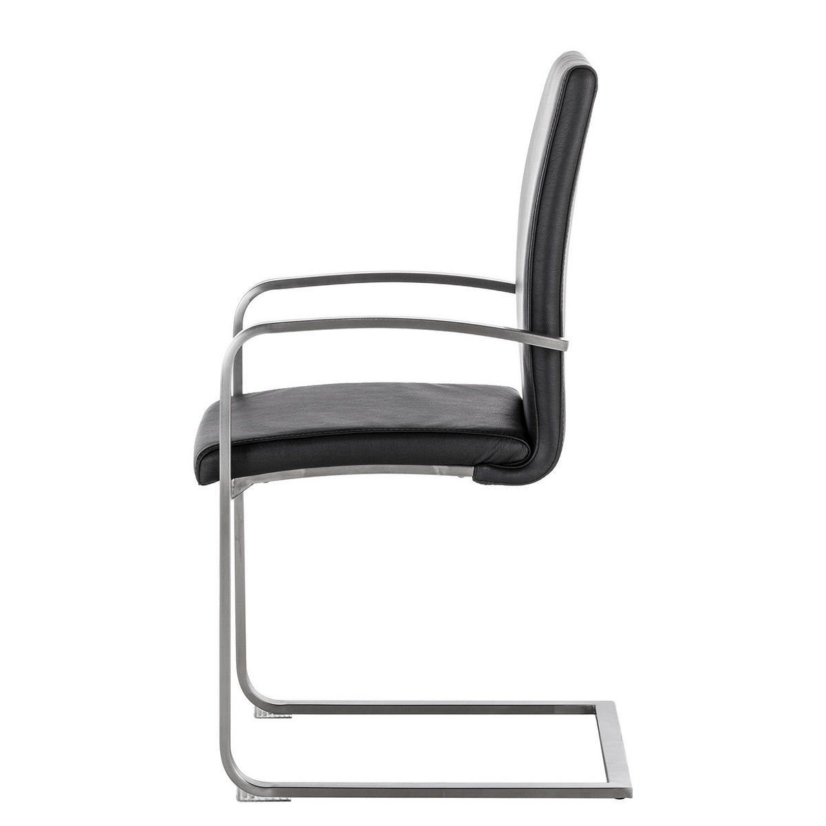 FREISCHWINGER - Edelstahlfarben/Schwarz, Leder/Metall (51/98/58cm) - home24