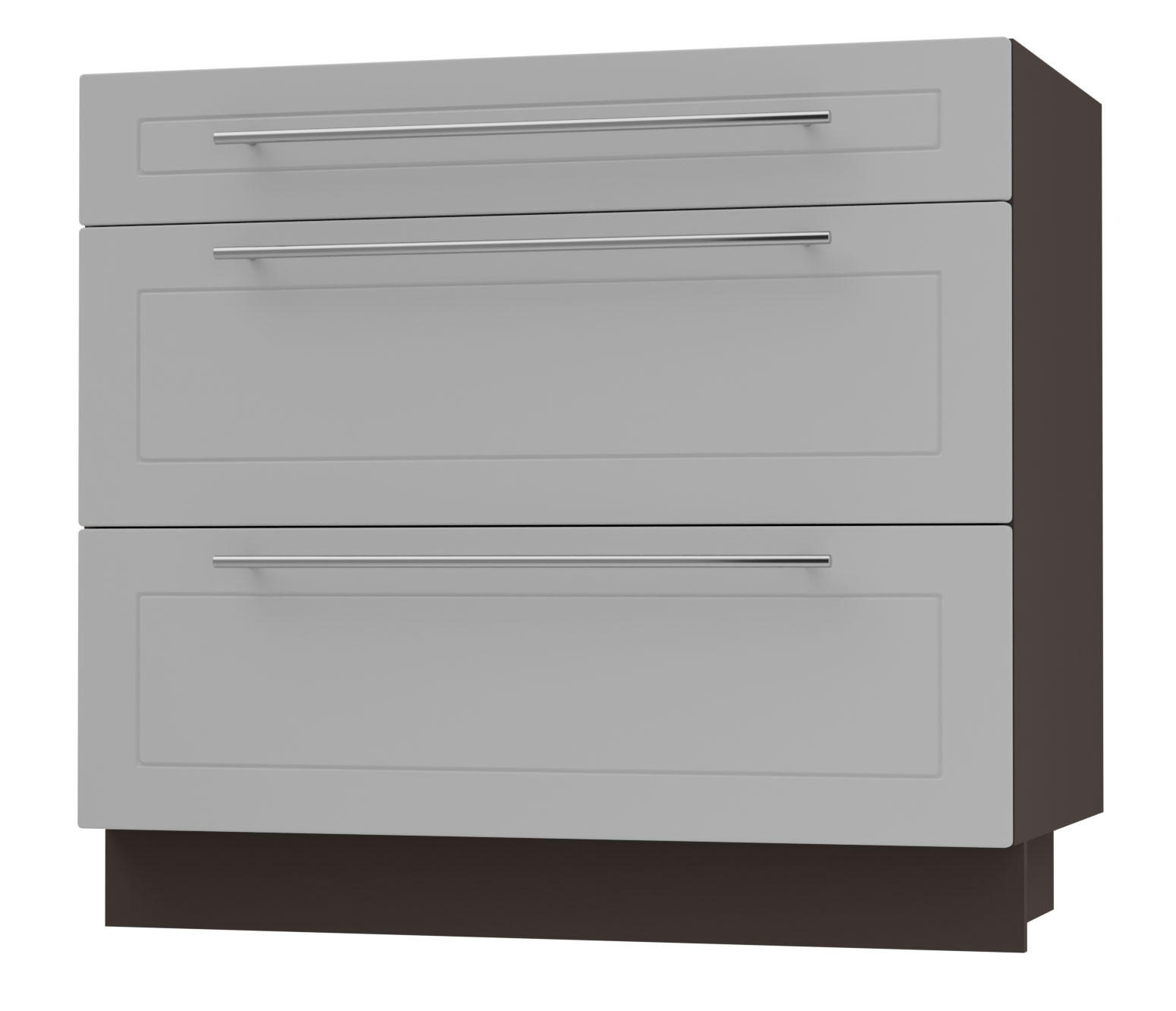 SCHUBLADENUNTERSCHRANK Kvantum D3A/90 90 / 50 / 82cm - Dunkelgrau/Grau, Holz/Holzwerkstoff (90/82/50cm) - Feldmann-Wohnen