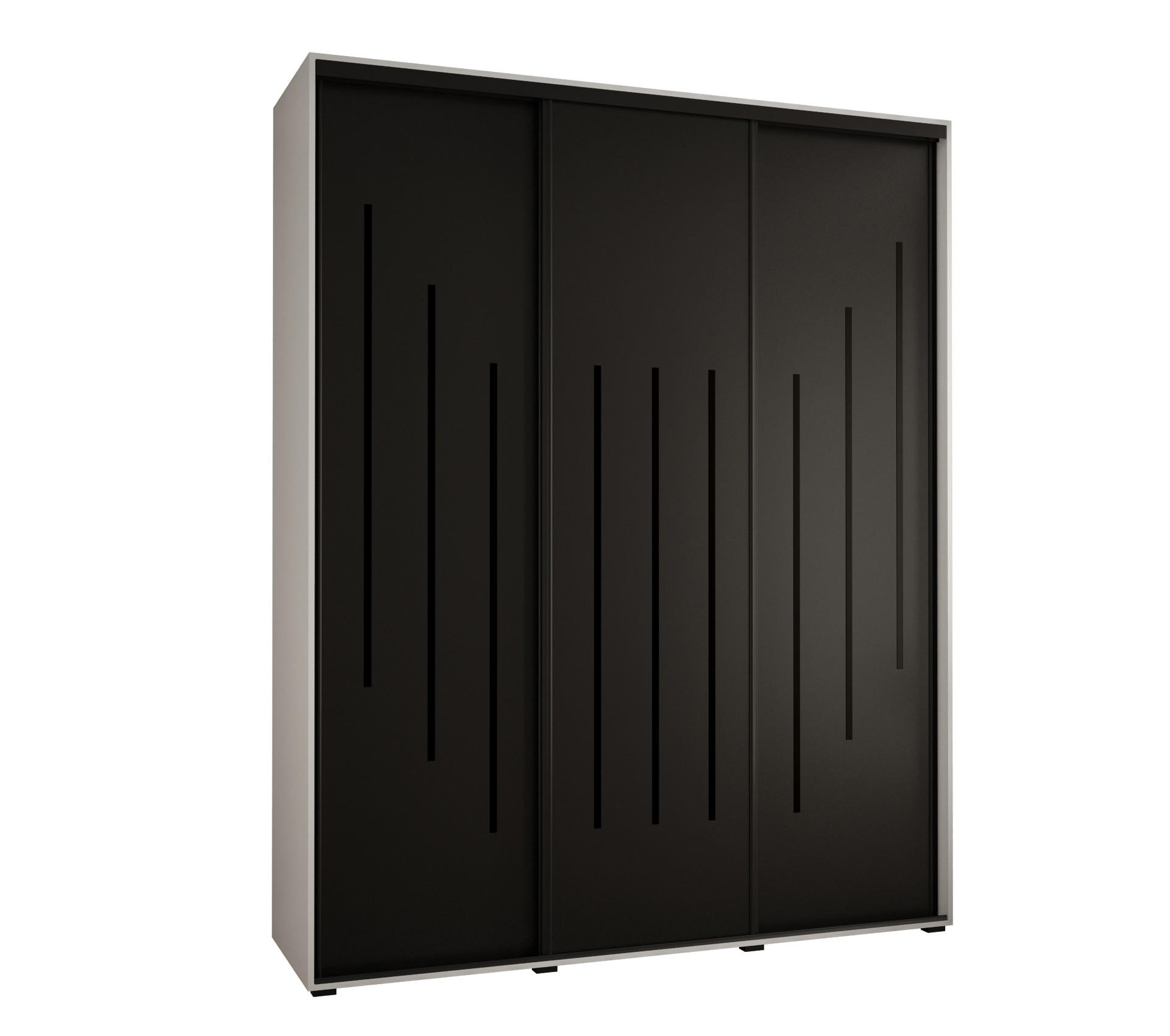 Abiks Möbel Schwebetürenschrank Weiß, Schwarz, Schwarz 200x235x45 cm