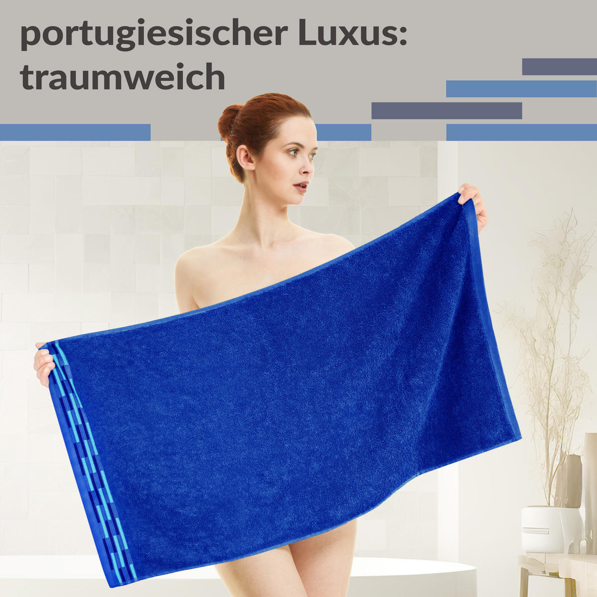 HANDTUCH Lugano Königsblau 2er 50x100 cm - Dunkelblau, Textil (50/100cm) - Lashuma