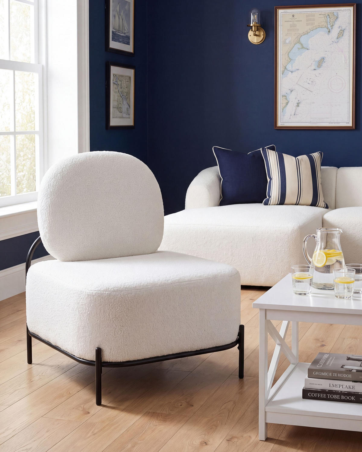 SESSEL Bouclé Weiß Lunde - Weiß, Textil (67/81/74cm) - Beliani