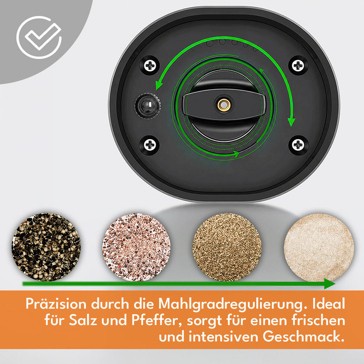 GEWÜRZMÜHLE Salz & Pfeffer - Schwarz, Kunststoff (14/20/5cm) - KRUMAD