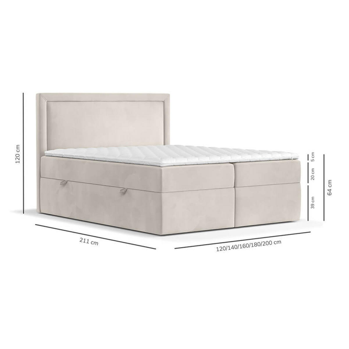 BOXBETT Jodan 120/200 cm Blau grau im Magic Velvet Stoff - Blaugrau/Schwarz, Holz/Holzwerkstoff (120/200cm) - AltaBeds