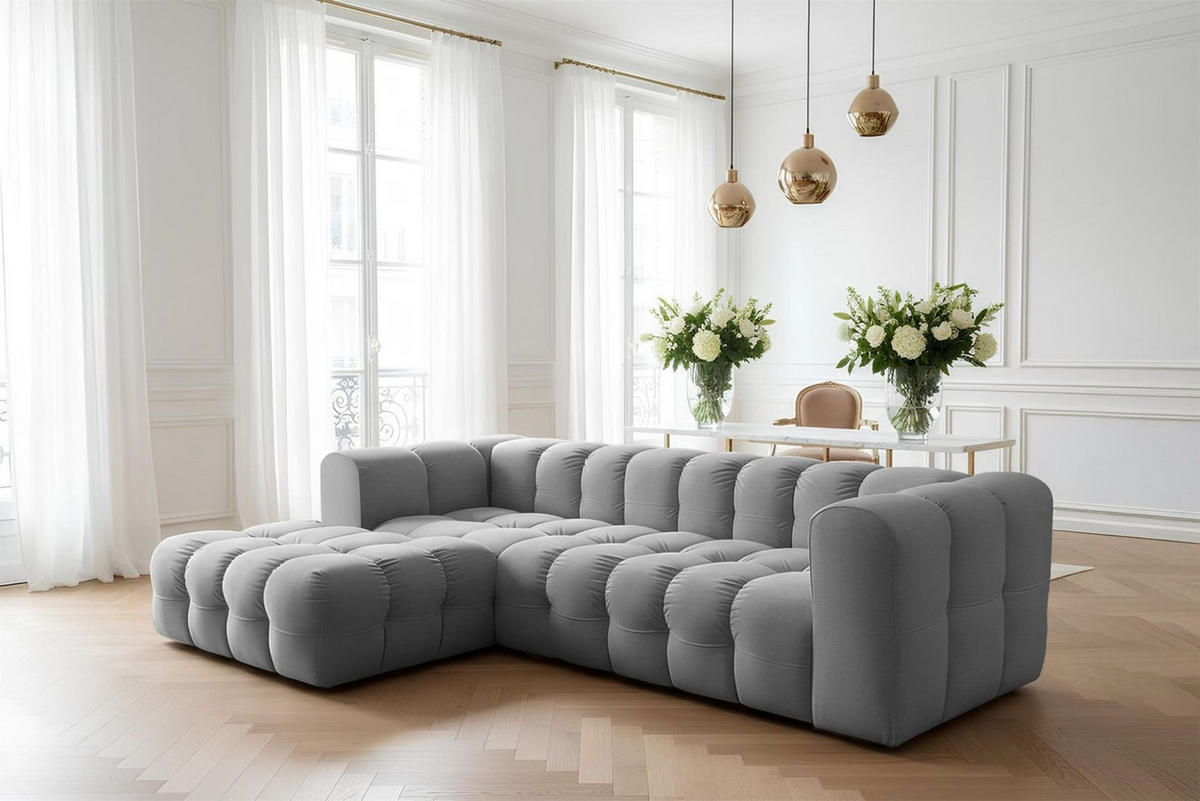 ECKSOFA Solvie In Tiffani - Grau, Holzwerkstoff/Textil (193/290cm) - Fun Möbel
