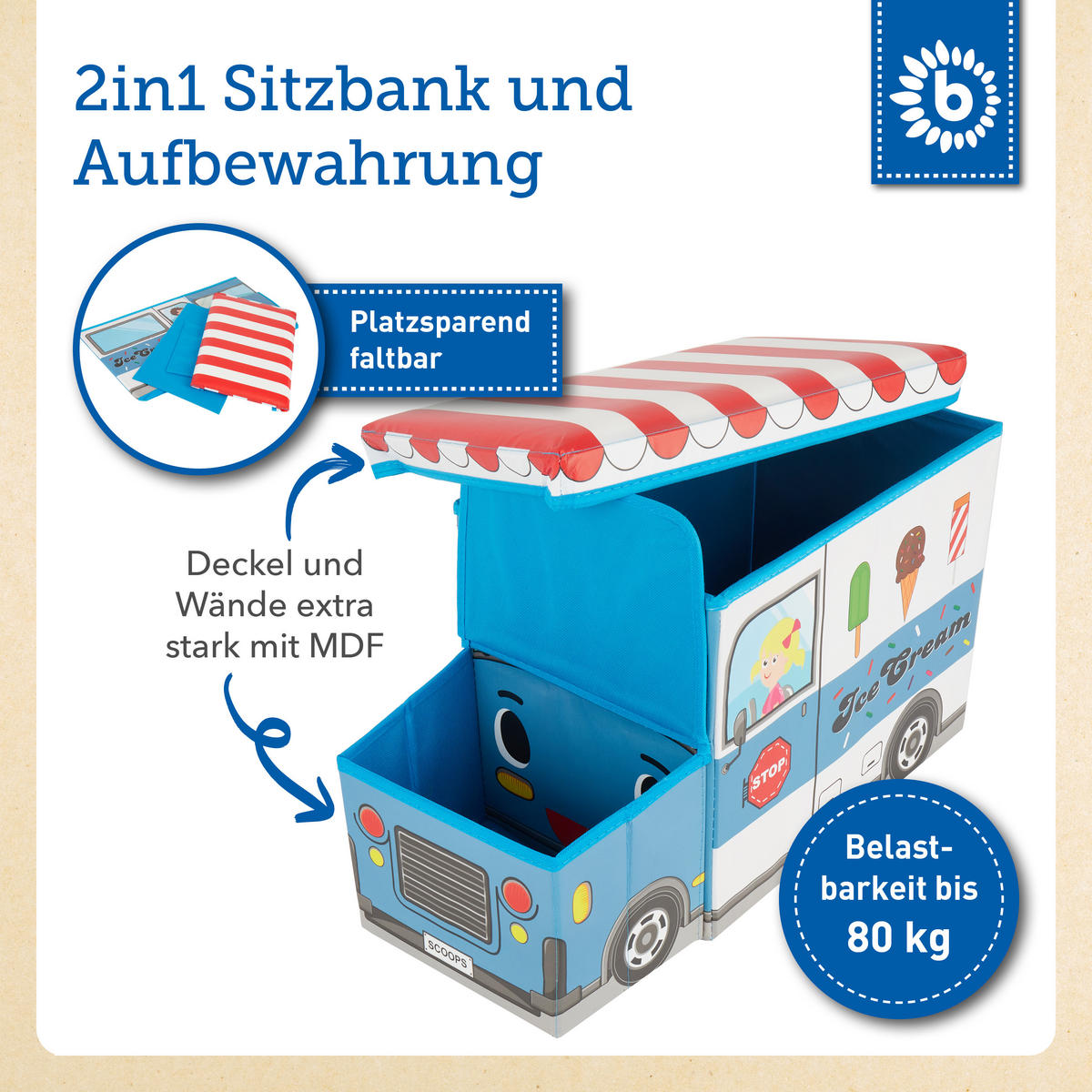 AUFBEWAHRUNGSBOX mit Deckel Kinder Icecr - Multicolor, Kunststoff (26.5/55cm) - Bieco Spielwaren