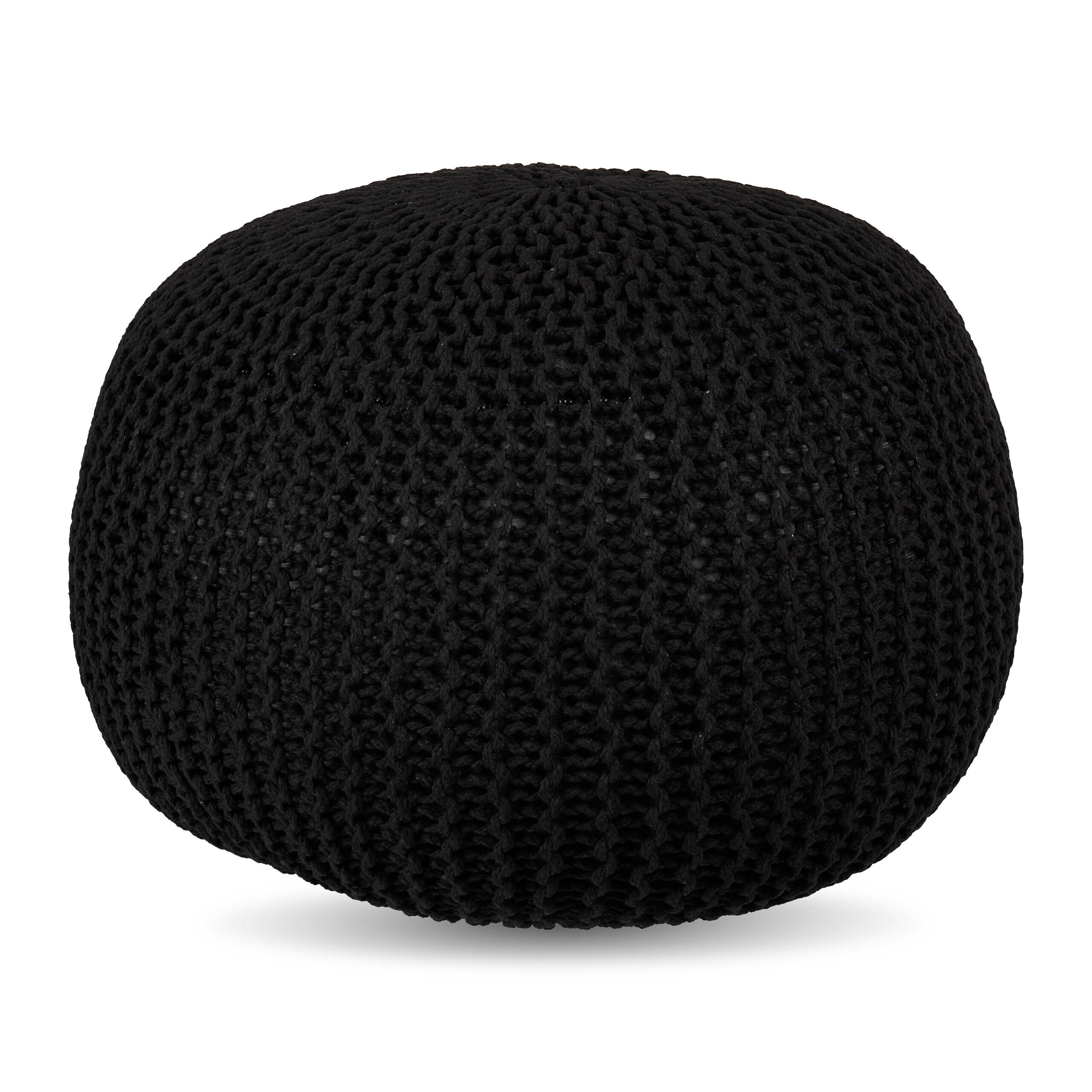 PUF Negru tricotat din bumbac 33x46 cm